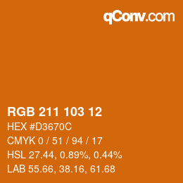 Color code: RGB 211 103 12 | qconv.com