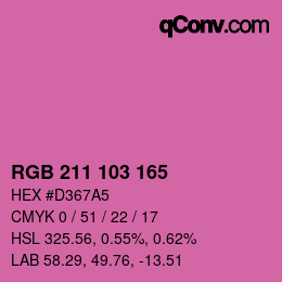 カラーコード: RGB 211 103 165 | qconv.com
