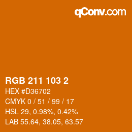 カラーコード: RGB 211 103 2 | qconv.com