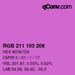 Color code: RGB 211 103 208 | qconv.com