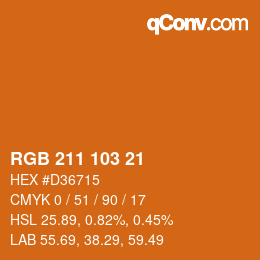 カラーコード: RGB 211 103 21 | qconv.com