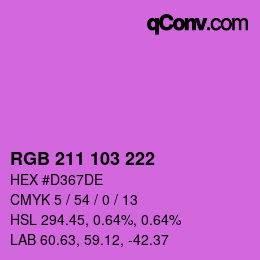 カラーコード: RGB 211 103 222 | qconv.com