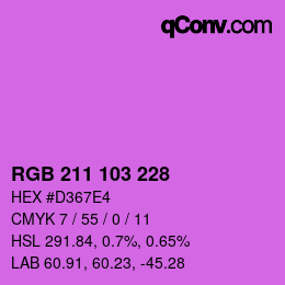 カラーコード: RGB 211 103 228 | qconv.com