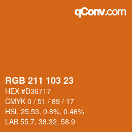 カラーコード: RGB 211 103 23 | qconv.com