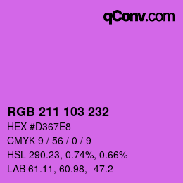 Color code: RGB 211 103 232 | qconv.com