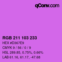 カラーコード: RGB 211 103 233 | qconv.com