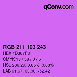 Farbcode: RGB 211 103 243 | qconv.com