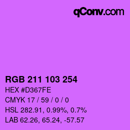 颜色代码: RGB 211 103 254 | qconv.com