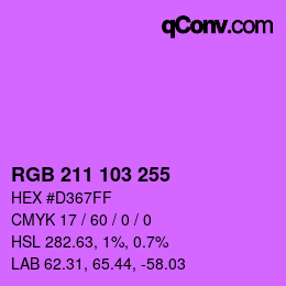 Color code: RGB 211 103 255 | qconv.com