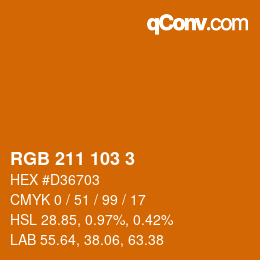 カラーコード: RGB 211 103 3 | qconv.com