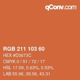 カラーコード: RGB 211 103 60 | qconv.com