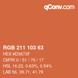 Color code: RGB 211 103 63 | qconv.com