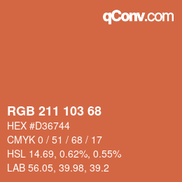 Color code: RGB 211 103 68 | qconv.com