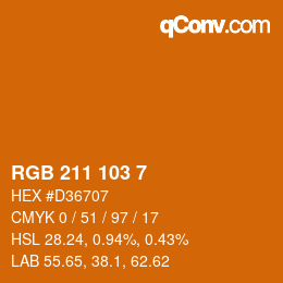 Color code: RGB 211 103 7 | qconv.com