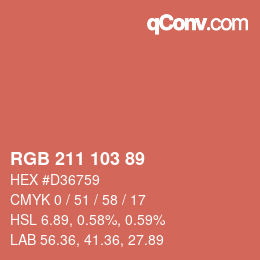 カラーコード: RGB 211 103 89 | qconv.com