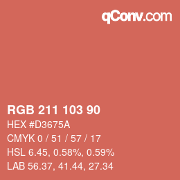 Color code: RGB 211 103 90 | qconv.com