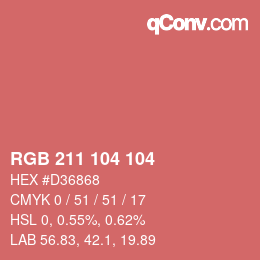 Farbcode: RGB 211 104 104 | qconv.com