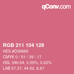 Color code: RGB 211 104 128 | qconv.com