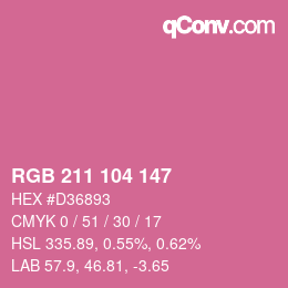 Color code: RGB 211 104 147 | qconv.com