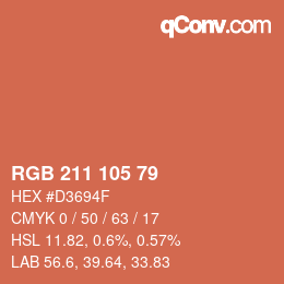Color code: RGB 211 105 79 | qconv.com