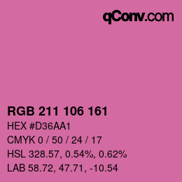 Color code: RGB 211 106 161 | qconv.com