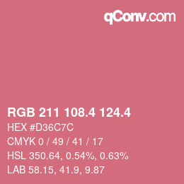カラーコード: RGB 211 108.4 124.4 | qconv.com