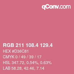 カラーコード: RGB 211 108.4 129.4 | qconv.com