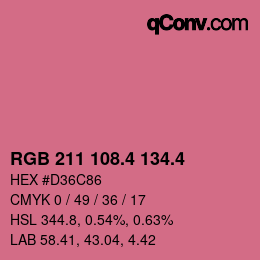 カラーコード: RGB 211 108.4 134.4 | qconv.com