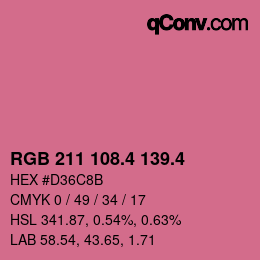 カラーコード: RGB 211 108.4 139.4 | qconv.com
