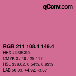 カラーコード: RGB 211 108.4 149.4 | qconv.com