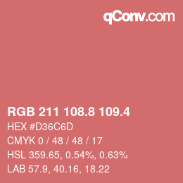 カラーコード: RGB 211 108.8 109.4 | qconv.com