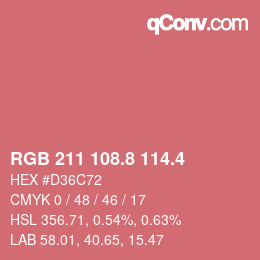 カラーコード: RGB 211 108.8 114.4 | qconv.com
