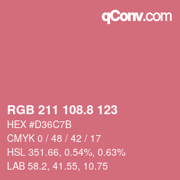 カラーコード: RGB 211 108.8 123 | qconv.com