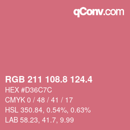 カラーコード: RGB 211 108.8 124.4 | qconv.com