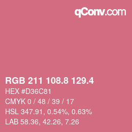 カラーコード: RGB 211 108.8 129.4 | qconv.com