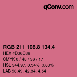 カラーコード: RGB 211 108.8 134.4 | qconv.com