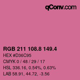 カラーコード: RGB 211 108.8 149.4 | qconv.com