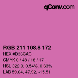 カラーコード: RGB 211 108.8 172 | qconv.com