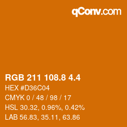 カラーコード: RGB 211 108.8 4.4 | qconv.com