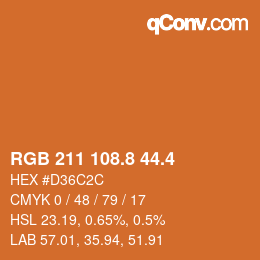 カラーコード: RGB 211 108.8 44.4 | qconv.com