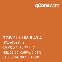 カラーコード: RGB 211 108.8 49.4 | qconv.com