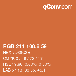 カラーコード: RGB 211 108.8 59 | qconv.com