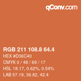 カラーコード: RGB 211 108.8 64.4 | qconv.com