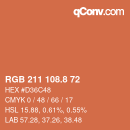 カラーコード: RGB 211 108.8 72 | qconv.com