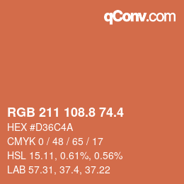 カラーコード: RGB 211 108.8 74.4 | qconv.com
