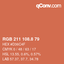 カラーコード: RGB 211 108.8 79 | qconv.com