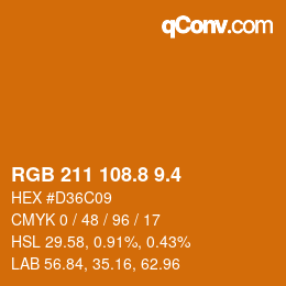 カラーコード: RGB 211 108.8 9.4 | qconv.com