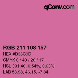 颜色代码: RGB 211 108 157 | qconv.com