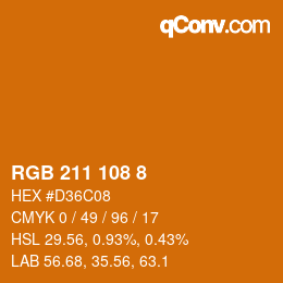 Color code: RGB 211 108 8 | qconv.com