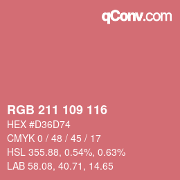 颜色代码: RGB 211 109 116 | qconv.com